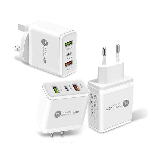 48W 45W Quick Charge QC 3.0 PD Tipo C Caricatore a parete USB US US UK Adapter UK Adattatore Mobile Caricatore di consegna di alimentazione per telefono 20W