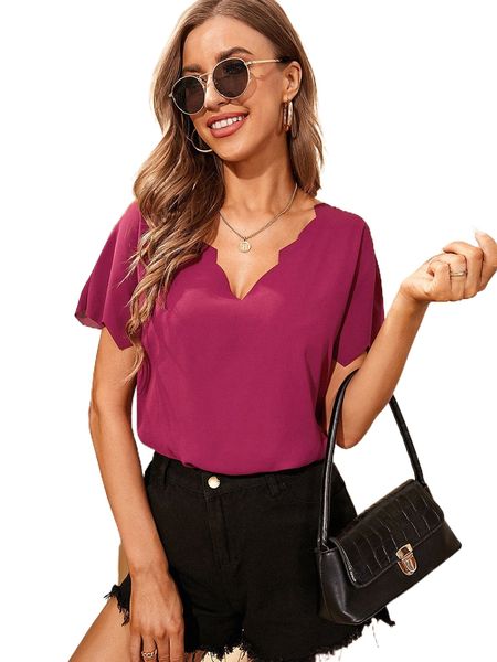 

chevron trim solid blouse j57u#, White