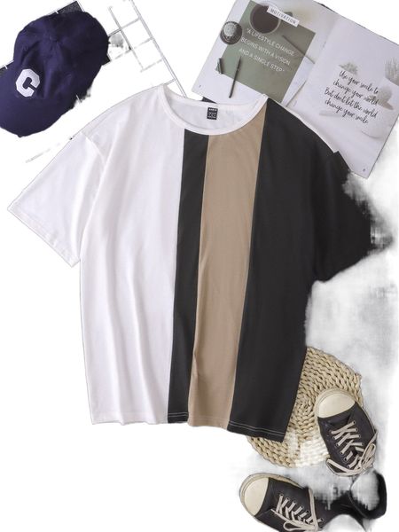 

men color block tee t6ji#, White;black