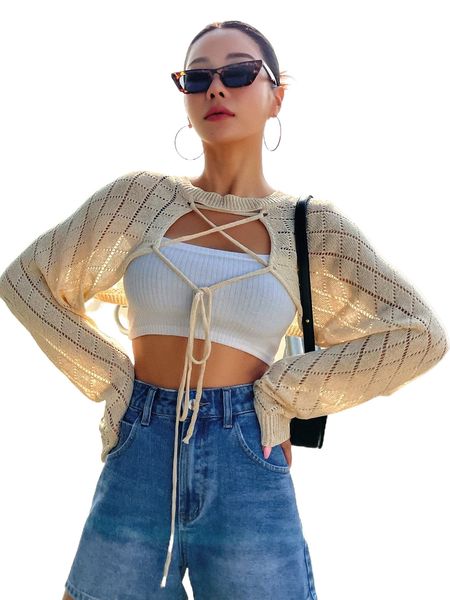 

dazy 1pc crisscross knot front super crop n8vz#, White