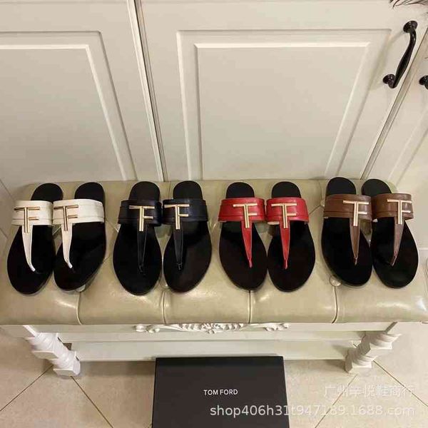 

designer shoes t f women's shoes 2022 summer net red slippers wind cowhide flat bottom simple letter sandals, Black