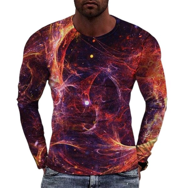 

men's tee t shirt 3d print graphic round neck casual daily print long sleeve fashion designer comfortable big and tall orange d9ns#, White;black