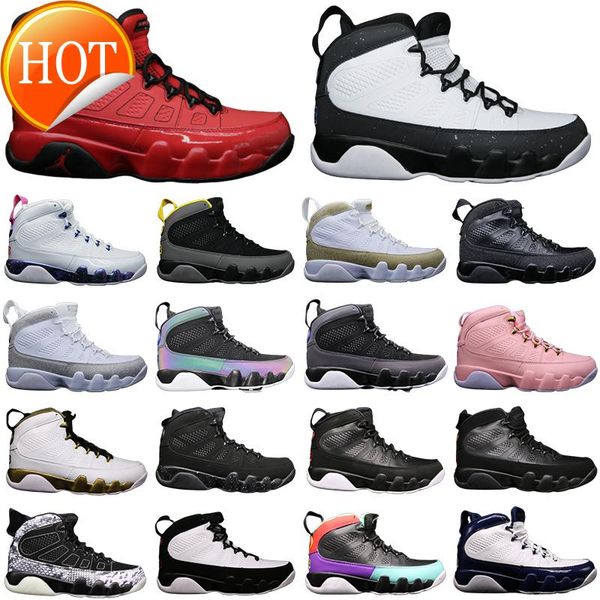 

2021 men basketball shoes 9s jumpman 9 change the world university gold red blue unc bred statue mens trainers sports sneakers n, Black