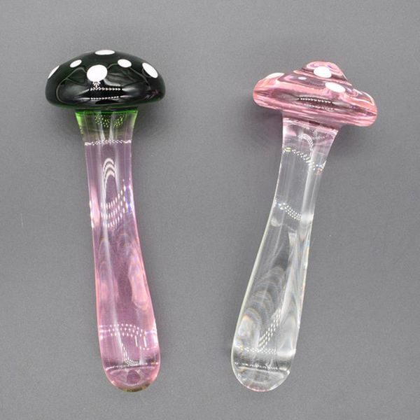 Giocattoli anali Crystal Mushroom Pene Vetro Punto G da donna per uomo Butt plug anale Perline 220822