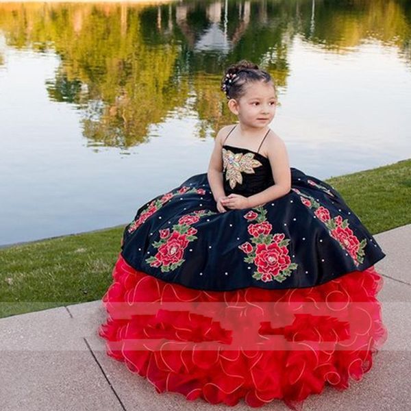 

children princess mini quinceanera dress embroidery crystal beauty ball gown puffy flower girl birthday dress for pgraphy, White;blue
