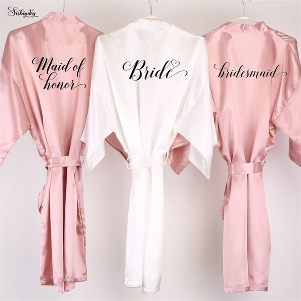 Sisbigdey Dusty Pink Braut Robe Satin Frauen Braut Pamas Hochzeit Slmaid Geschenk Mutter Schwester des Bräutigams S LJ200822