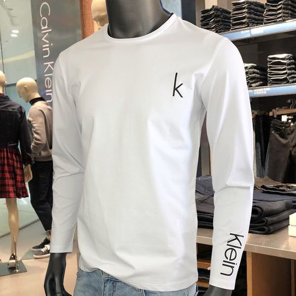 

designer men's t-shirt tide brand ck round neck long sleeve t-shirt cotton sports tshirt fashion casual sweater, White;black