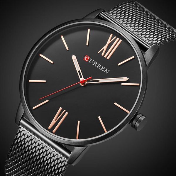 

2018 mens watches brand luxury stainless steel black analog quartz watch men fashion business wristwatches relogio masculino266m, Slivery;brown