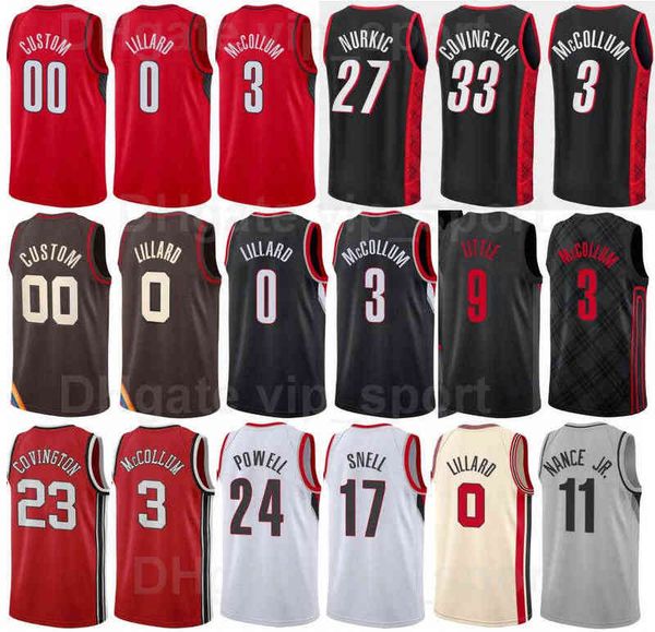 

printed 75th anniversary basketball damian lillard jersey 0 nassir little 9 jusuf nurkic 27 josh hart 11 drew eubanks 24 anfernee simons 1 t, Black