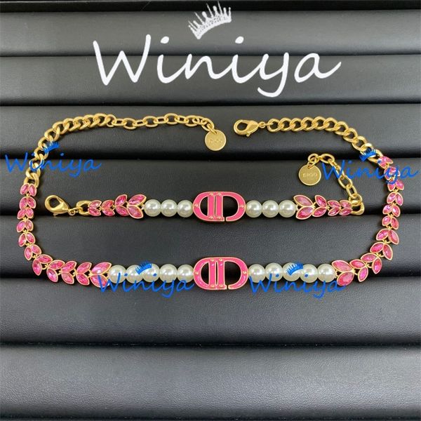 

20% off 2022 jewelry family necklace new letters pink horse eye pearl sweater chain bracelet fashion, Silver