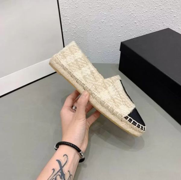 

luxurys casual shoes slippers op33 women espadrilles summer ladies flat beach half slippers fashion woman loafers fisherman canvas shoe with, Black