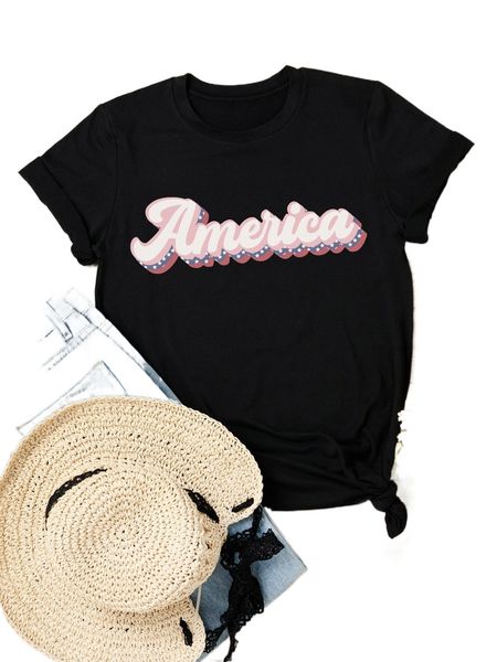 

plus letter graphic tee 103b#, Black