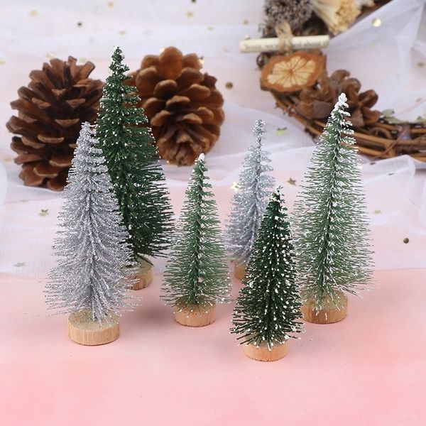 3 pezzi albero di Natale mini pino con base in legno fai da te casa tavolo decorazioni in miniatura SL 79 centimetri Y201020