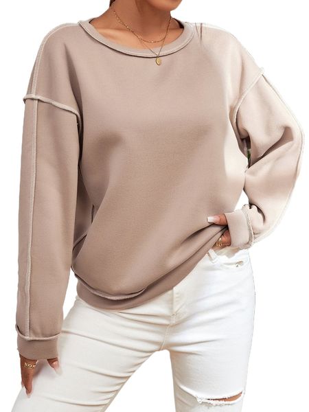 

seam detail drop shoulder sweatshirt 39it#, Black