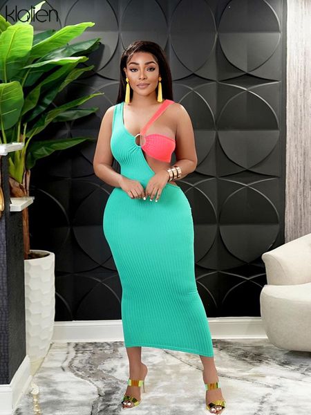 

fashion hollow out patchwork knit maxi dresses women summer new casual streetwear slim stretch long dress 2022, Black;gray