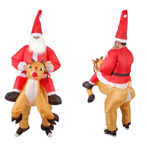 Mascot boneca traje inflável Papai Noel passeio rena traje mascote halloween traje adulto fantasia vestido oktoberfest festa halloween c