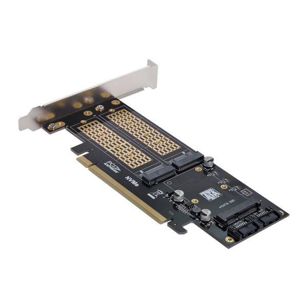 Bilgisayar Kabloları Konektörleri Xiwai Genişletme Dizi Kart PCI Express PCI-E 3.0 Çift SATA-NGFF NVME MSATA M-Key B/M-Key SSD Adaptör 3