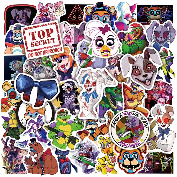 50 Pcs FNAF Segurança Violação Desenhos Animados Terror Jogo Graffiti Adesivos Para Skates Bagagem de Laptop Faça Você Mesmo Presente de Telefone Infantil