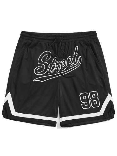 

men letter graphic drawstring waist shorts 72wi#, White;black
