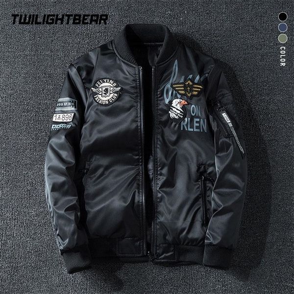 

mens bomber jacket coat male both sides wear embroidery oversized 7xl casual pilot jacket streetwear men brand clothing ayb3 220406, Black;brown