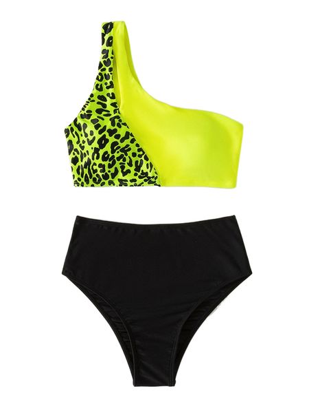 

leopard high waisted bikini swimsuit p6bf#, White;black