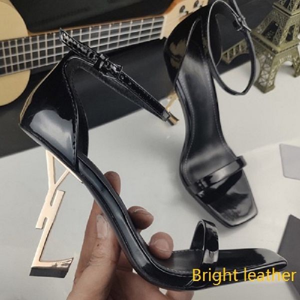 

fashion designer women shoes heels sandals fashion beach thick bottom dress shoe alphabet lady sandal leather high heel lides by 1978 002, Black