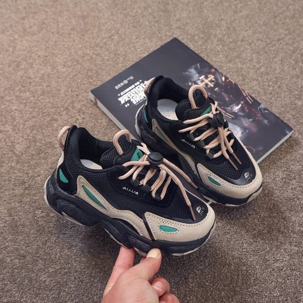 

children shoes girls casual sneakers spring autumn boys kids breathable mesh running sports shoes fashion platform shoes 220423, Black;red