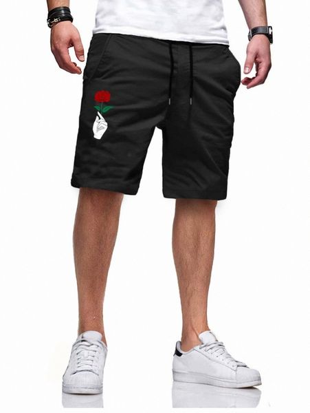 

men figure & floral print shorts 11py#, White;black