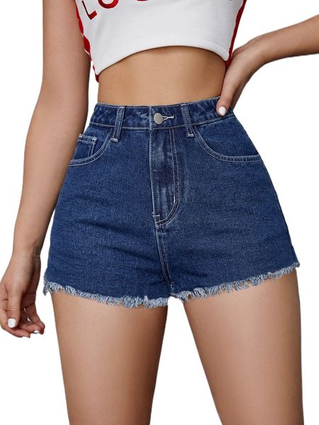 

raw trim button front denim shorts b2er#, White;black