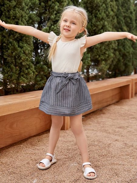 

sheen little girl's ruffle cuffed rib knit vest she she, Blue