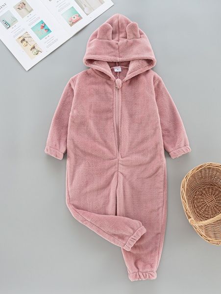 

toddler girls 3d ears design hooded flannel jumpsuit she, Blue