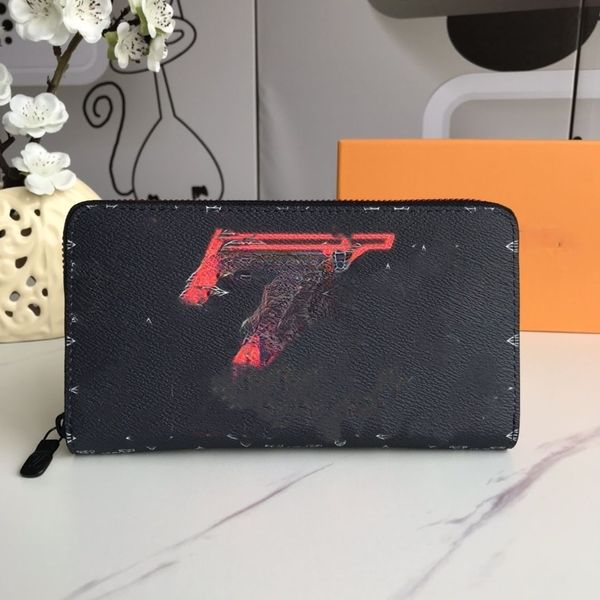 Schizzo Lettera Portafoglio unisex Lusso Rosso Grandi lettere Clip per abito corto Pochette da uomo di grande capacità Portamonete di marca Porta carte da donna Porta carte con cerniera Portafogli