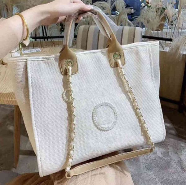 

classic designer luxury beach bags canvas pearl evening bag portable shopping large capacity handbag brand ch women handbags label backpack