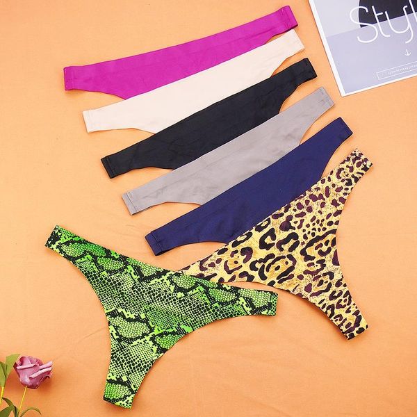 

thong silk womens panties seamless string femme leopard python printed tangas low rise s-xl intimate underwear, Black;pink
