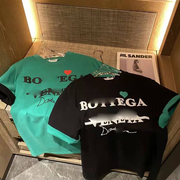 

designer sweatshirt 22 early spring new fashion brand spoof love letter printing bv contrast two-color sleeve short t-shirt for men and wome, White