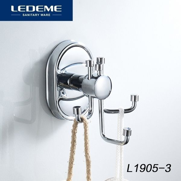 LEDEME Kleiderhaken, Chrom-Finish, elegante Badezimmer-Hardware, Zubehör, Nagel, 3 Stück, L19053, Y200108