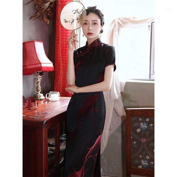 Cheongsam Republican Style Young Long 2022 Retro Temperament Chinese Dress Qipao Wedding Abbigliamento etnico