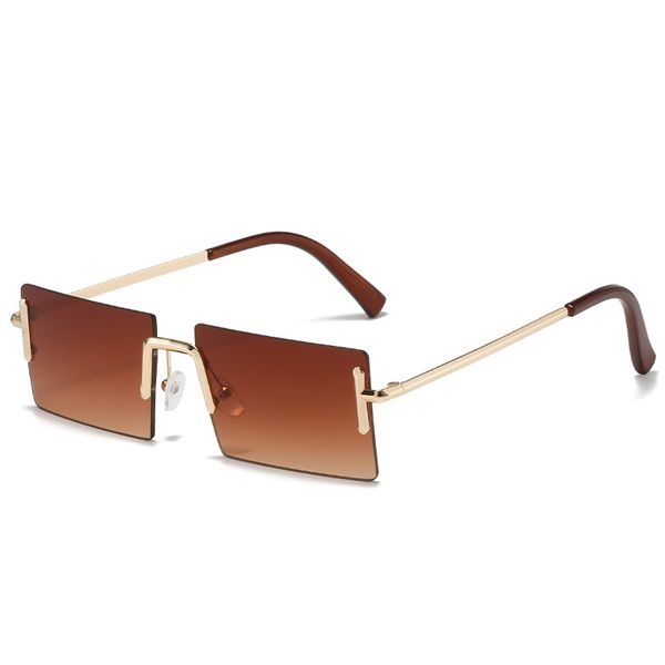 

new square frameless cut edge sunglasses women gradient shades trendy glasses, White;black