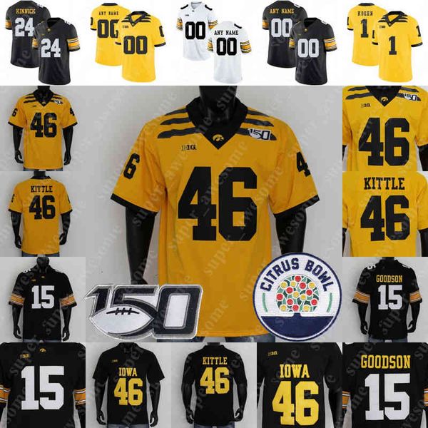 

ncaa iowa hawkeyes football jersey spencer petras tyler goodson tyler linderbaum riley moss matt hankins george kittle bob sanders xavier, Black