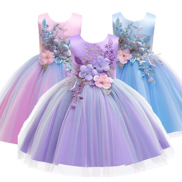 Abiti da ragazza Principessa Ragazze Vestito da festa di fiori Bambino Bambini Elegante tutù da sposa Abito da ballo Abiti di Natale Costume Abbigliamento per bambini Ragazza