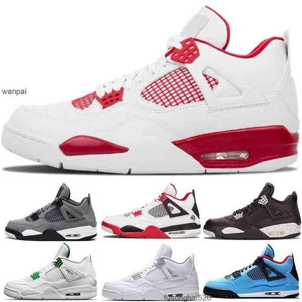 

2022 2021 new men high basketball shoes 4 4s black cat court purple university red neon bred alternate motorsport orange metallic white ceme