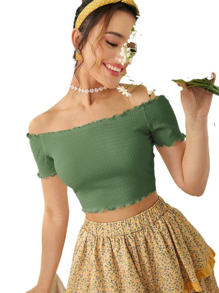 

lettuce trim off shoulder tee z9v1#, White