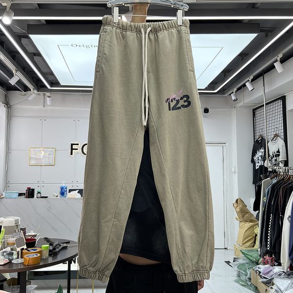 

real pics patchwork khaki sweatpants men's plus size pants women quality drawstring heavy fabric trousers, Black;brown