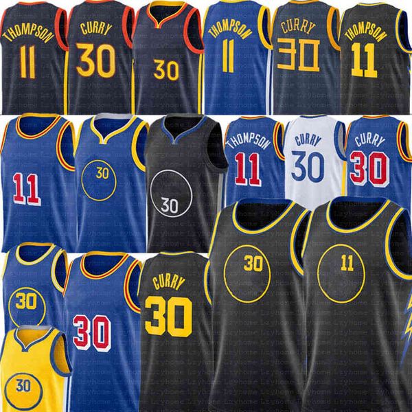 

vintage stephen 30 curry 2022 city basketball jersey klay 11 thompson sleeveless 75th draymond 23 green wiseman white black blue edition, Black;red