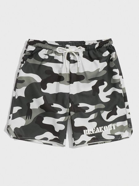 

romwe guys camo print shorts d3bi#, White;black