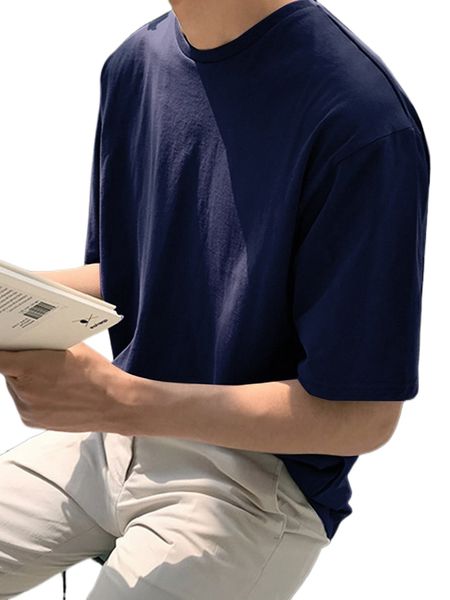 

dazy men solid round neck tee g5od#, White;black