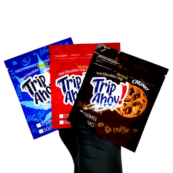 

empty 250mg 500mg trip ahoy mylar bags smell proof packaging chunky chewy real chocolate chip cookies bag toasted rice cereal package
