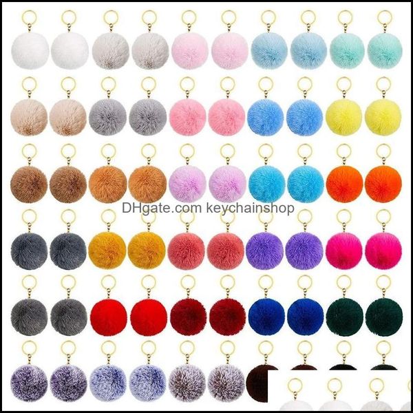 

keychains fashion accessories pcs pom fluffy keyrings soft plush charm keyring colorf faux fur keychain ball for women and dhmqo, Silver