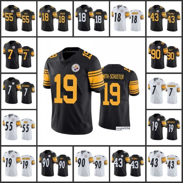

men pittsburgh''steelers''women youth #7 ben roethlisberger 19 juju smith-schuster 90 t.j. watt 43 troy polamalu limited, Black