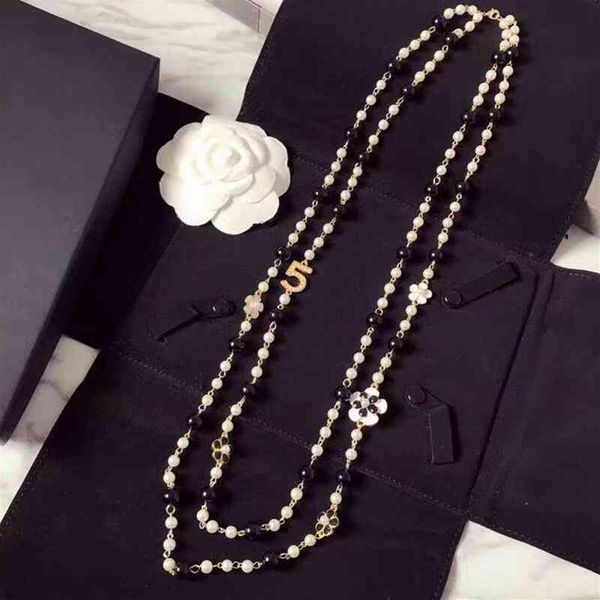 

women long pendants layered pearl necklace collares de moda 2020 letter no 5 flower party jewelry268k, Silver